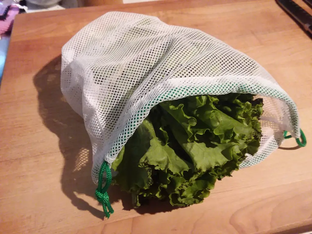 Lettuce in reusable produce bag