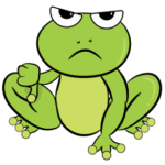 Angry frog giving thumbs down