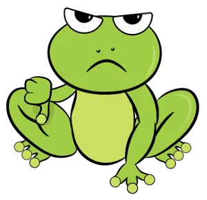 Angry frog giving thumbs down