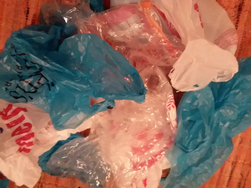 Pile of plastic bags and plastic film