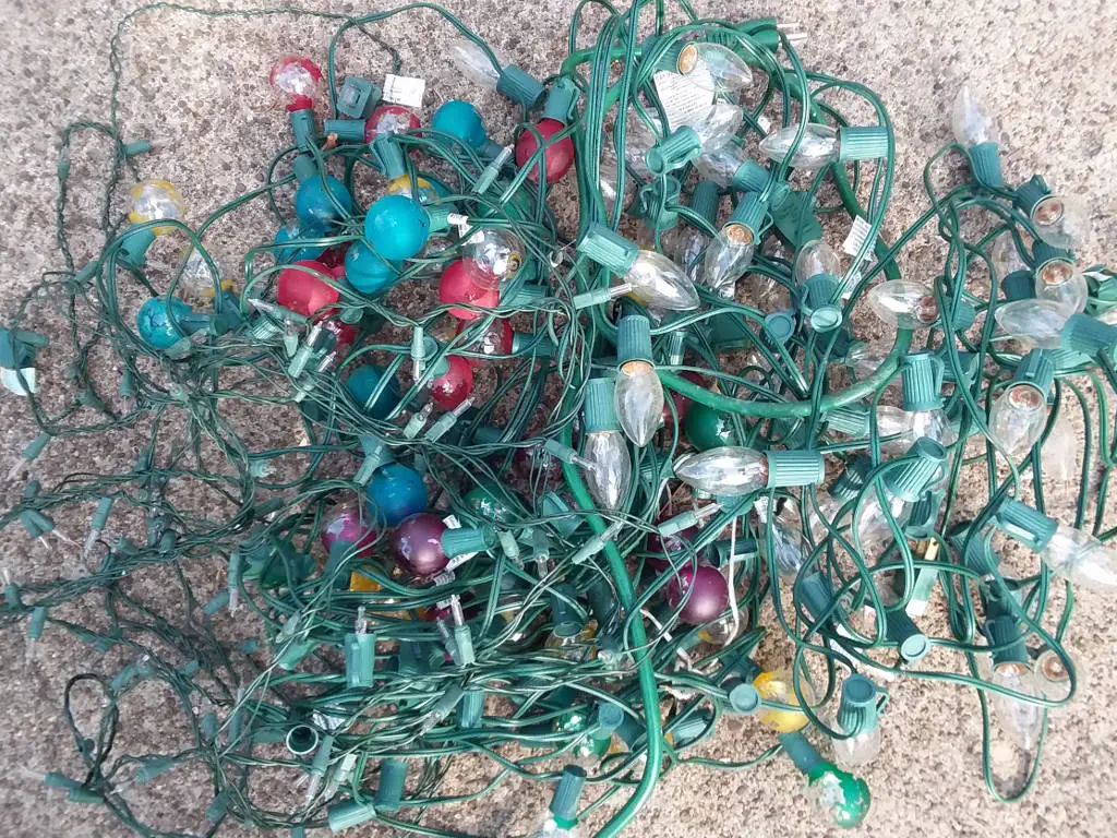 Christmas lights for recycling