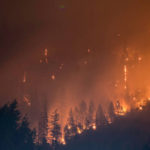 Forest wildfire caused by climate change