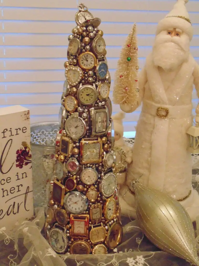 Christmas tree made from vintage watches