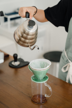 Making pourover coffee.