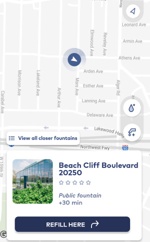 Screenshot of the Closca water app