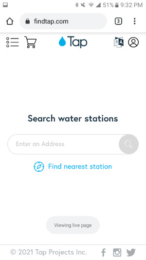 Screenshot of the Tap water app