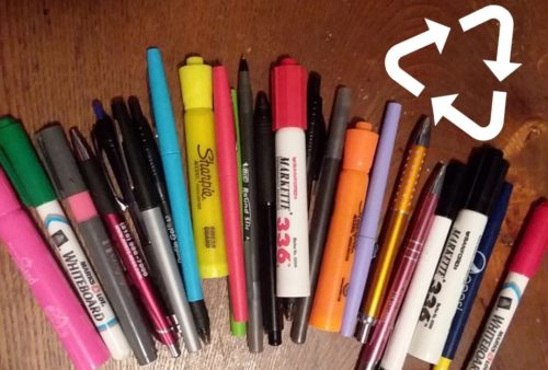 Old pens and markers for recycling